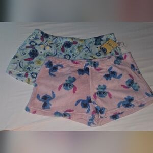 Disney Women's Shorts - Pink and Blue with Stitch Pattern